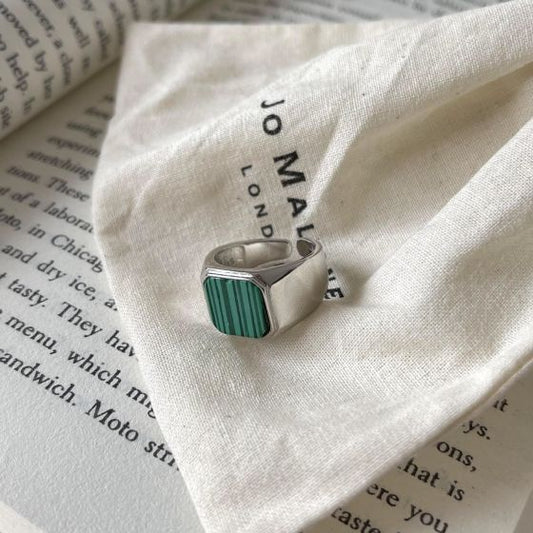 Geometry Square Green Turquoise Adjustable Ring