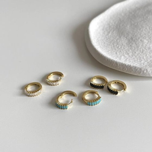 Simple CZ Small 925 Sterling Silver Hoop Earrings