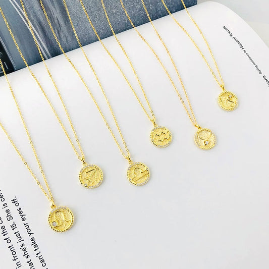 Gold Plated Cubic Zirconia Zodiac Necklace