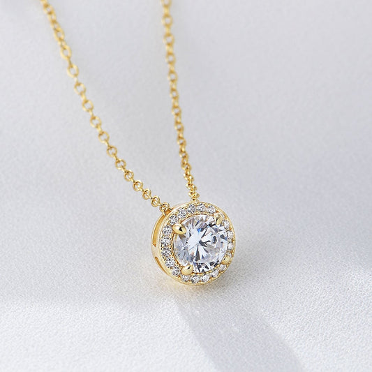 Sterling Silver Round Cubic Zirconia Necklace
