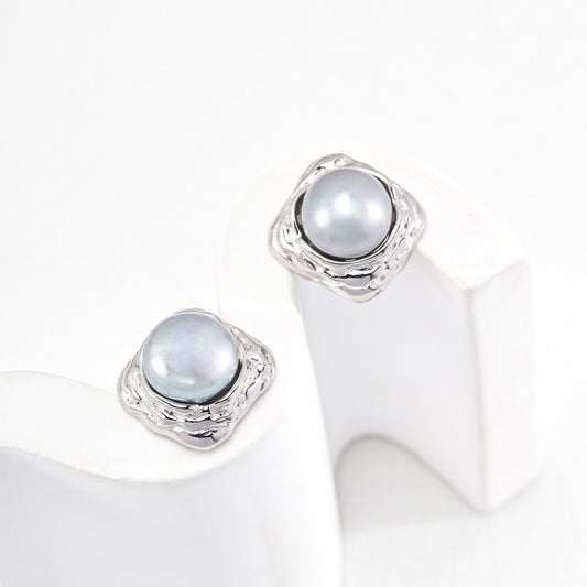Gold Plated Sterling Silver Natural Freshwater Pearl Earrings