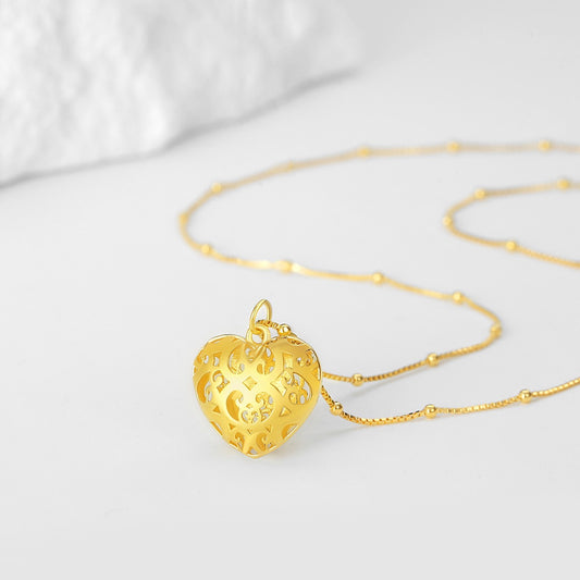 Hollow Heart Pendant Necklace in Sterling Silver