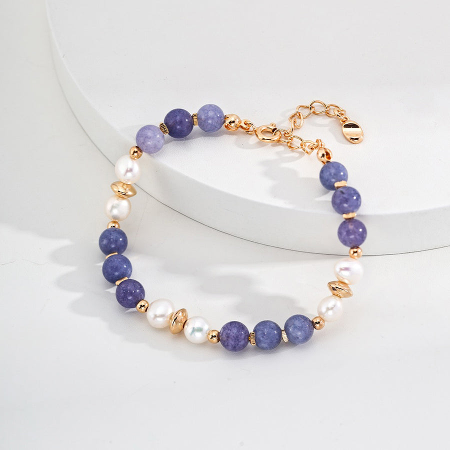 Kunzite and Freshwater Pearl Stackable Bracelet