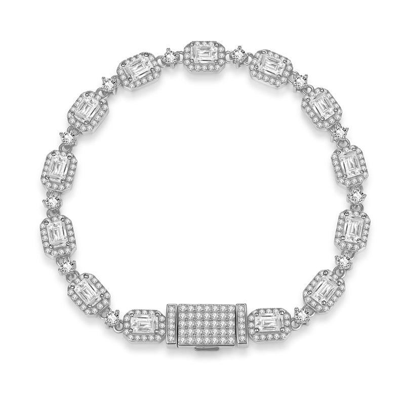 Cubic Zirconia Sterling Silver Cuban Link Bracelet