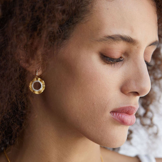 Cubic Zirconia Filigree Circle Drop Earrings