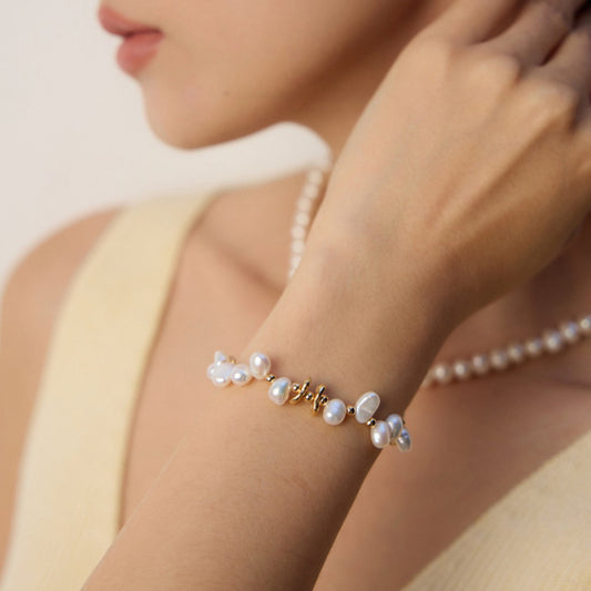 Sterling Silver Freshwater Pearl Cluster Bracelet