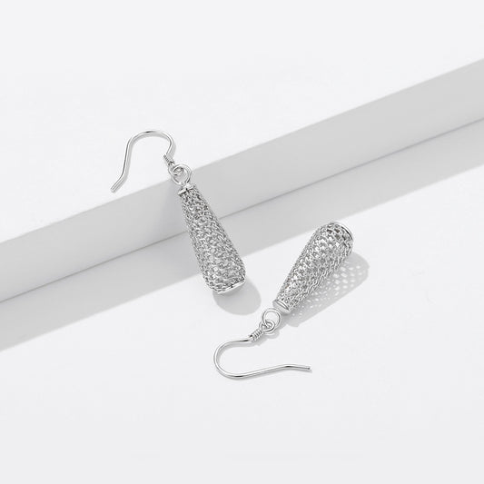Water Drop Hollow Dangle Earrings in Sterling Silver