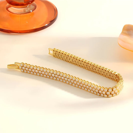 Moissanite 2mm Gold Plated Sterling Silver Bracelet