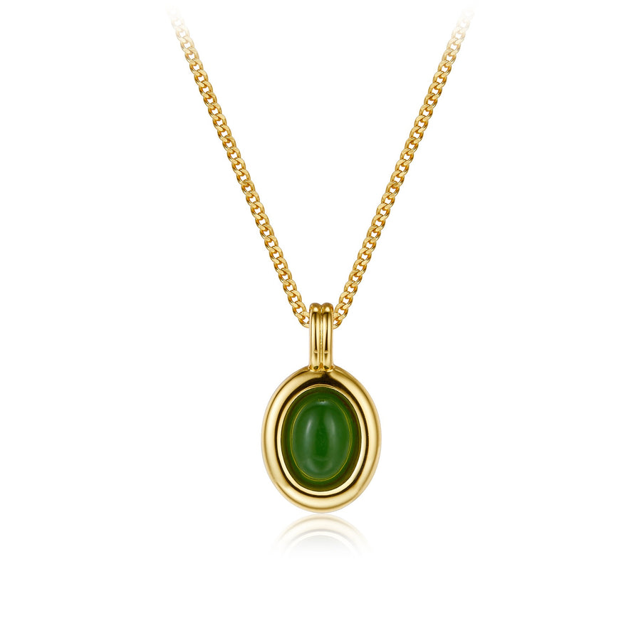 Natural Jasper Oval Pendant Necklace