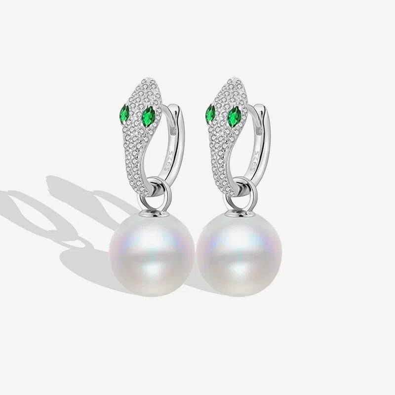 Sterling Silver Snake Shell Pearl Earrings