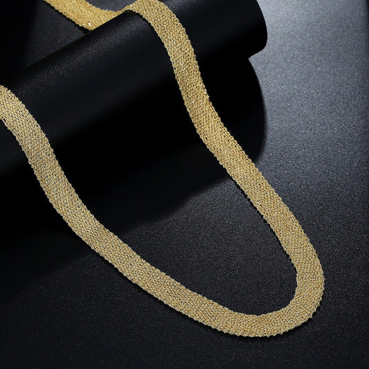 Gold Braided Tie Necklace in Sterling Silver