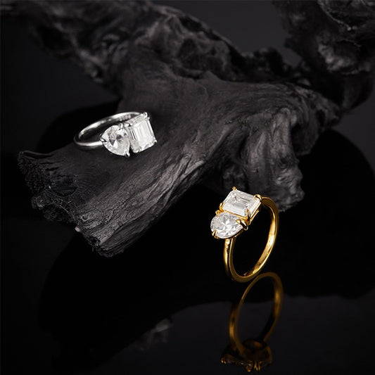 Sterling Silver Moissanite Engagement Ring