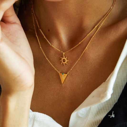 Gold Plated Triangular Pendant Necklace