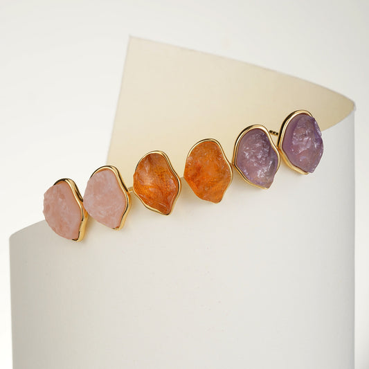 Sterling Silver Natural Stone Stud Earrings