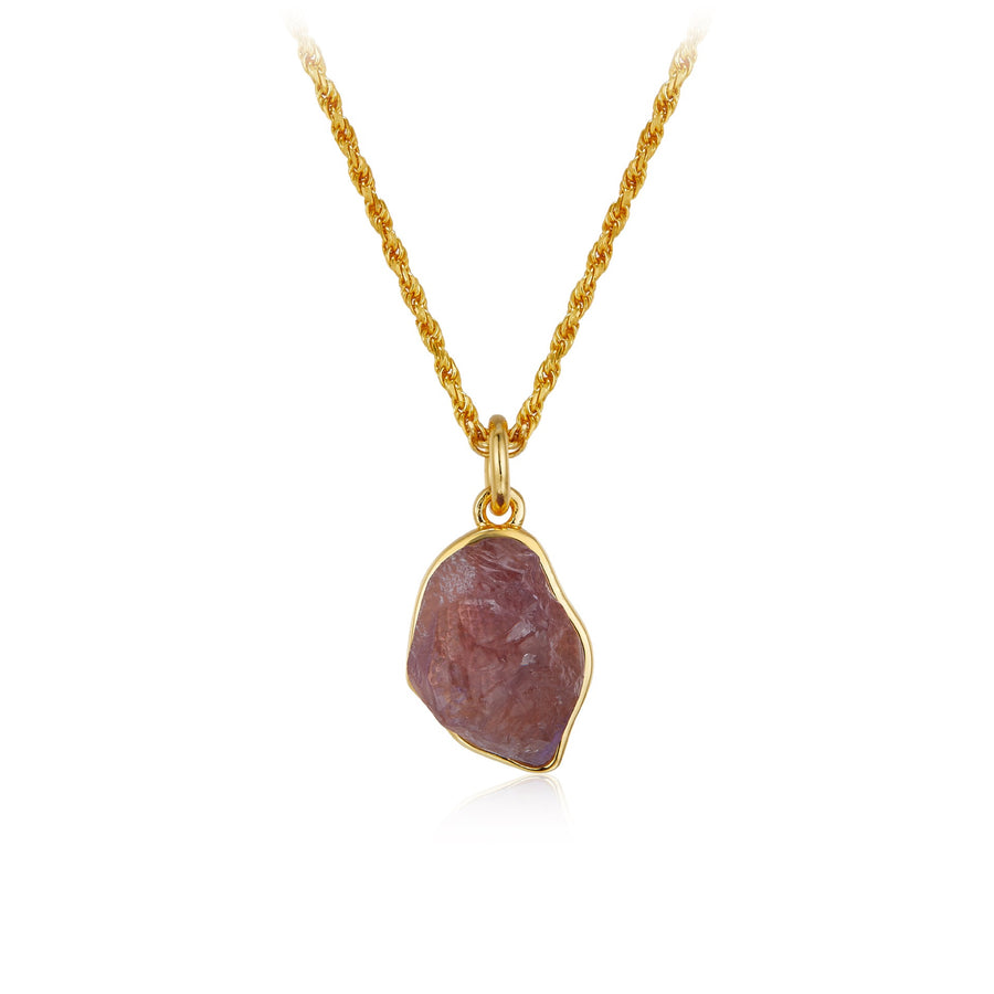 Sterling Silver Natural Amethyst Twist Chain Necklace