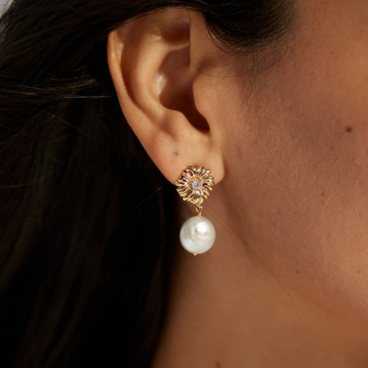 Gold Plated Pearl Drop Earrings
