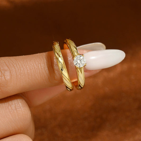Moissanite Sterling Silver Ring Set
