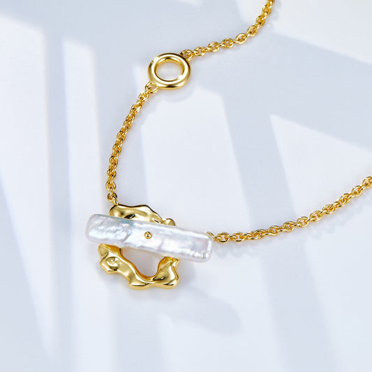 18K Gold Plated Baroque Pearl Choker Necklace