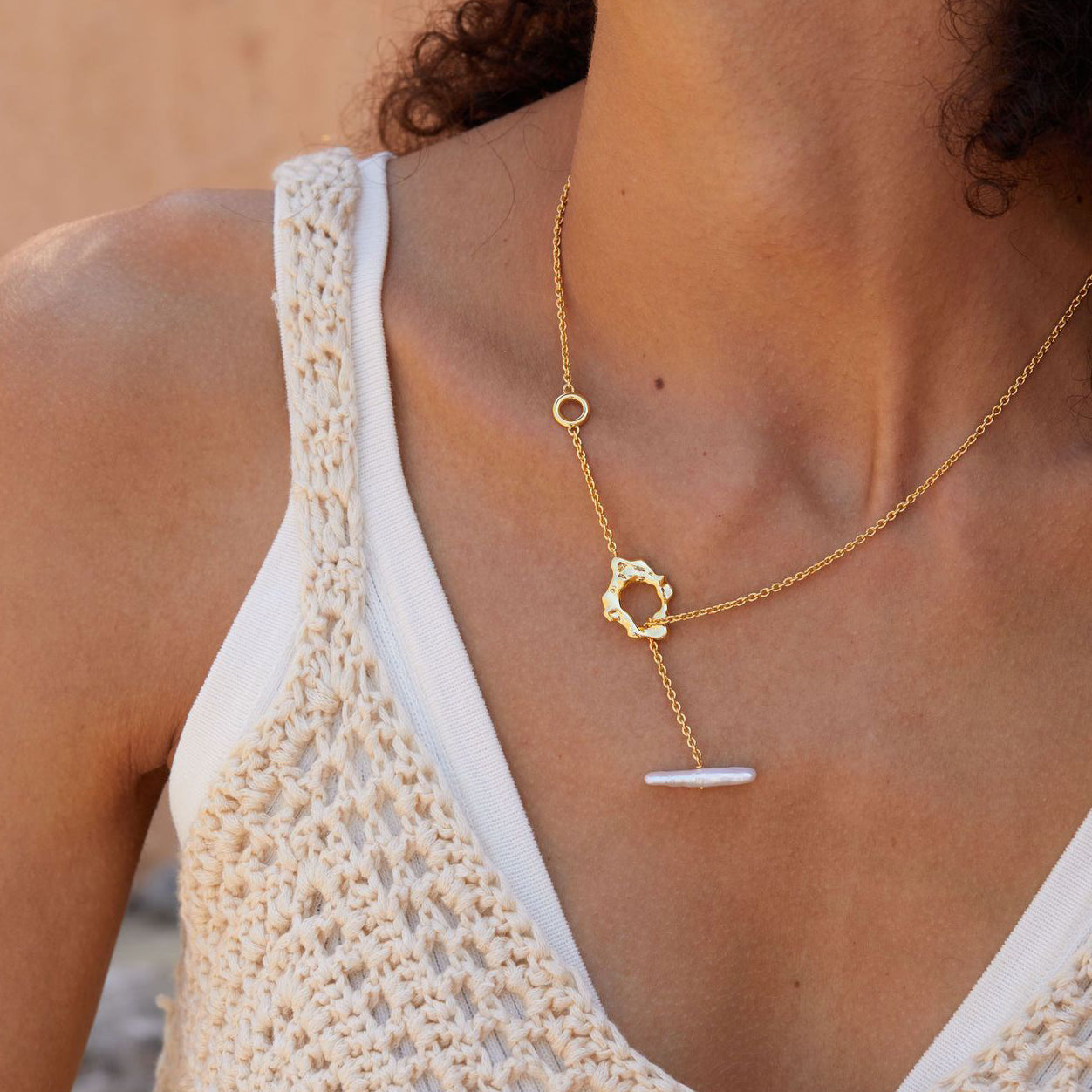 18K Gold Plated Baroque Pearl Choker Necklace