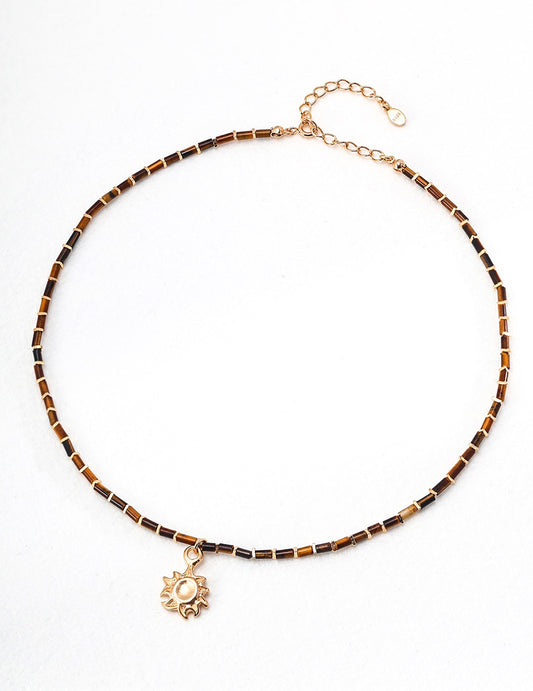 Sterling Silver Tiger Eye Charm Necklace