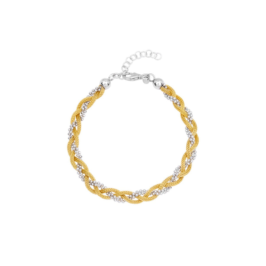 Bicolor Twisted Bead Bracelet in Sterling Silver