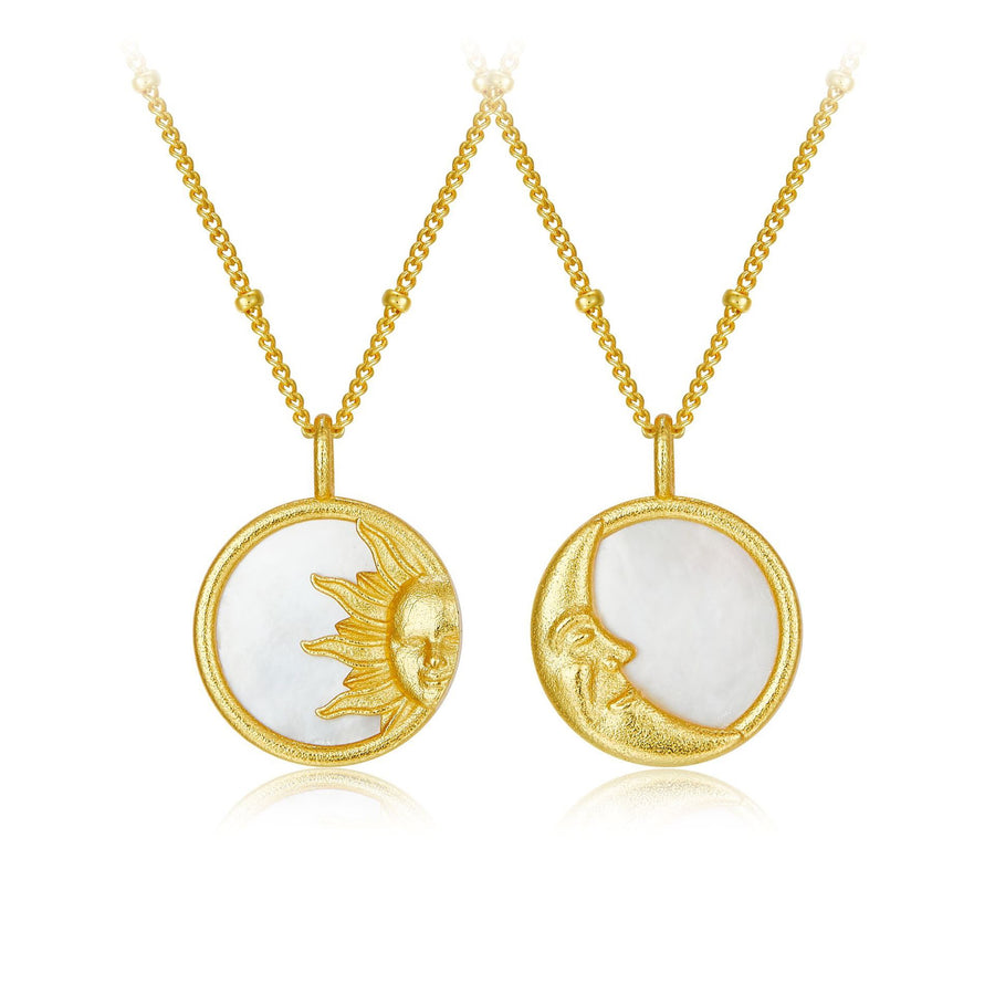 18K Gold Plated Sun Face Shell Pearl Necklace