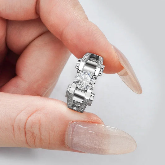 Moissanite Sterling Silver Ring for Men