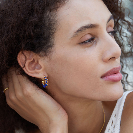 Sterling Silver Lapis Lazuli Hoop Earrings