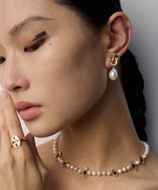 Gold Plated Baroque Pearl Earrings