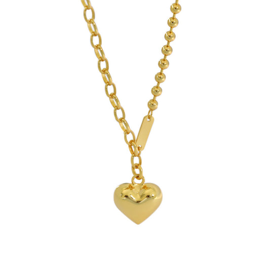 Sterling Silver Heart Ball Chain Necklace