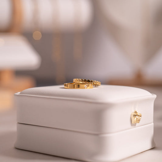 18K Gold PVD Birthstone Engravable Stacking Ring