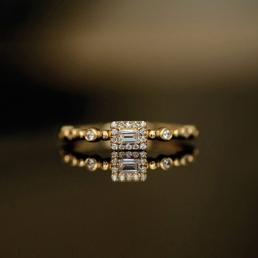 Baguette Cut Ring in Sterling Silver