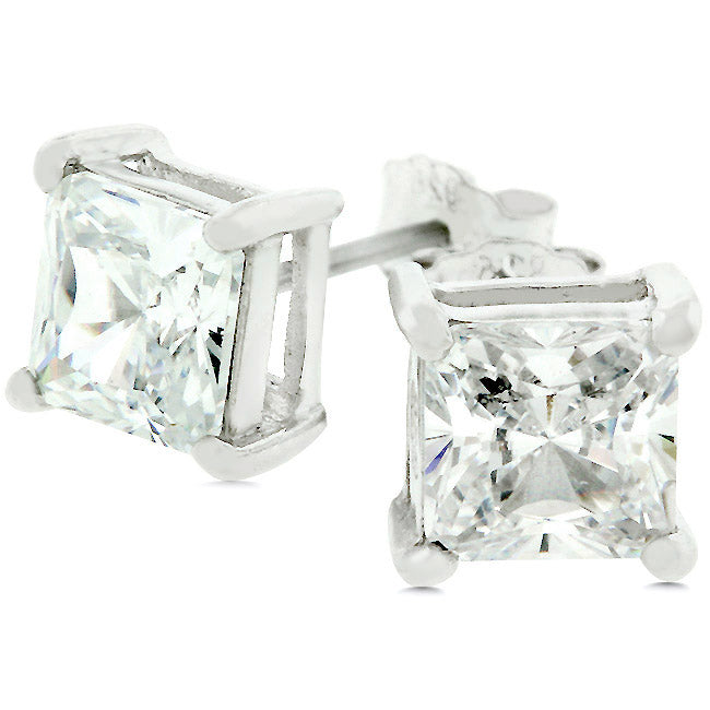 Charity Princess Cut Cubic Zirconia Stud Earrings