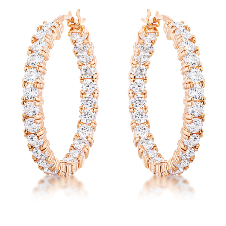 18k Rose Gold Plated Crystal Eternity Hoop Earrings