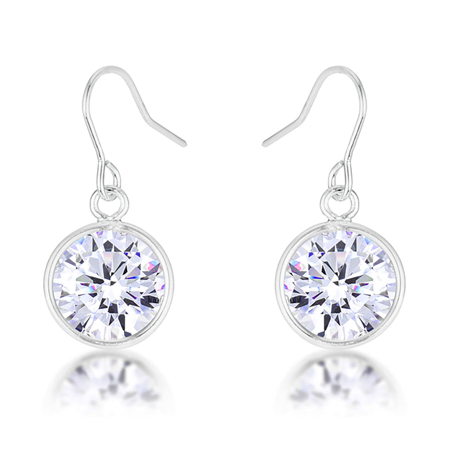 Bezel Solitaire Cubic Zirconia Earrings