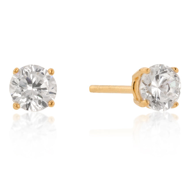 5mm Sterling Round Cubic Zirconia Studs in Gold