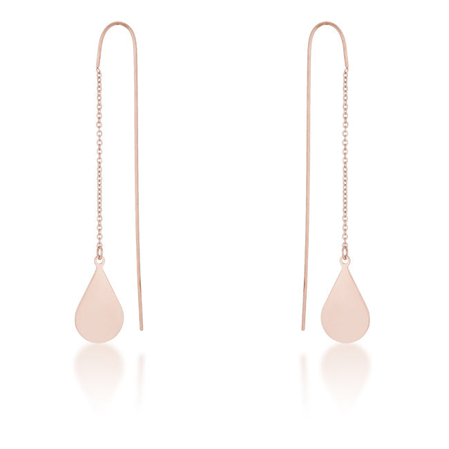 Chloe Rose Gold Teardrop Threaded Drop Earrings