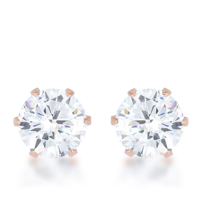 Reign Rose Gold Crystal Stud Earrings, 3.4ct