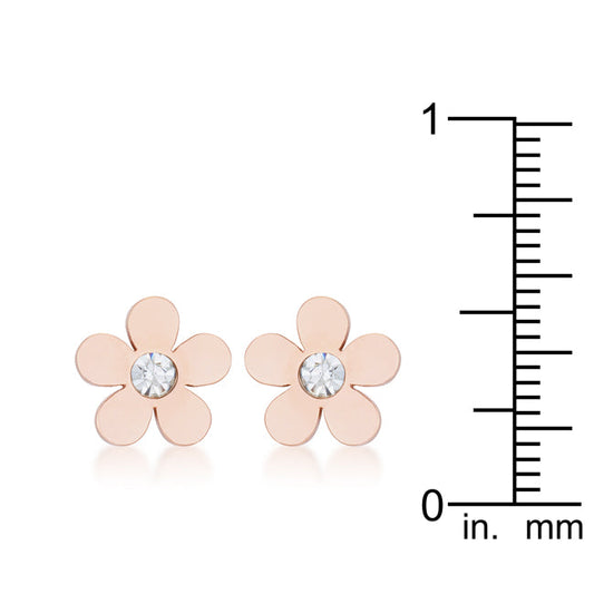 Daisy 0.3 ct CZ Rose Gold Flower Stud Earrings