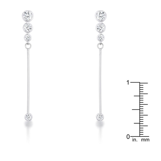 Graduated Rhodium-Plated Drop Cubic Zirconia Earrings