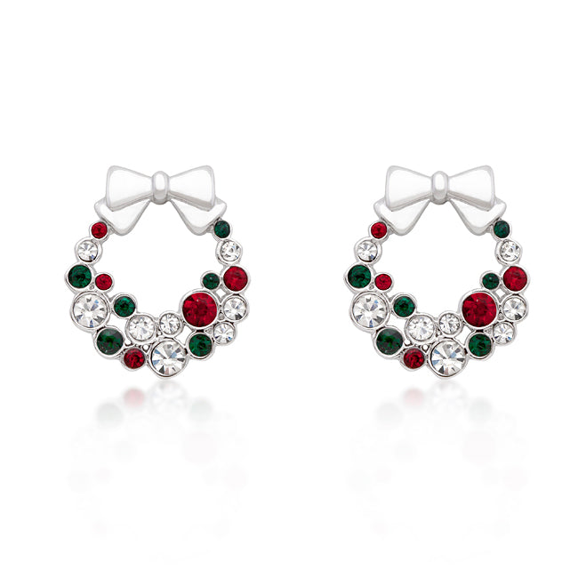 Holiday Wreath Crystal Earrings