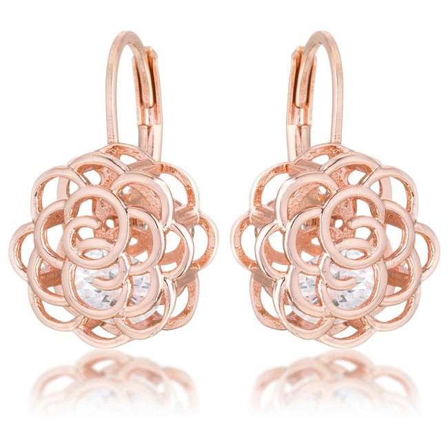 Maya 1.5ct Crystal Rose Drop Earrings, Rose Goldtone