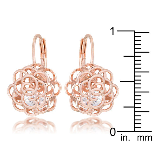 Maya 1.5ct CZ Rose Drop Earrings, Rose Goldtone