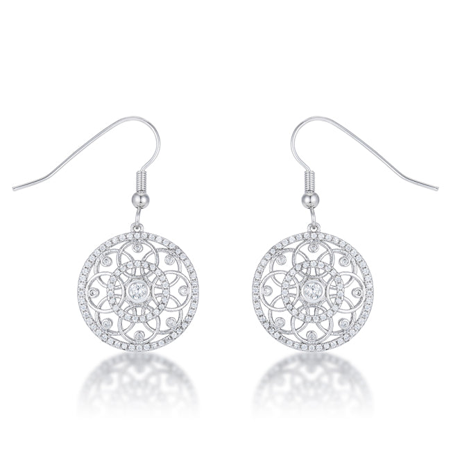 Interlocking Circle Rhodium and Cubic Zirconia Earrings