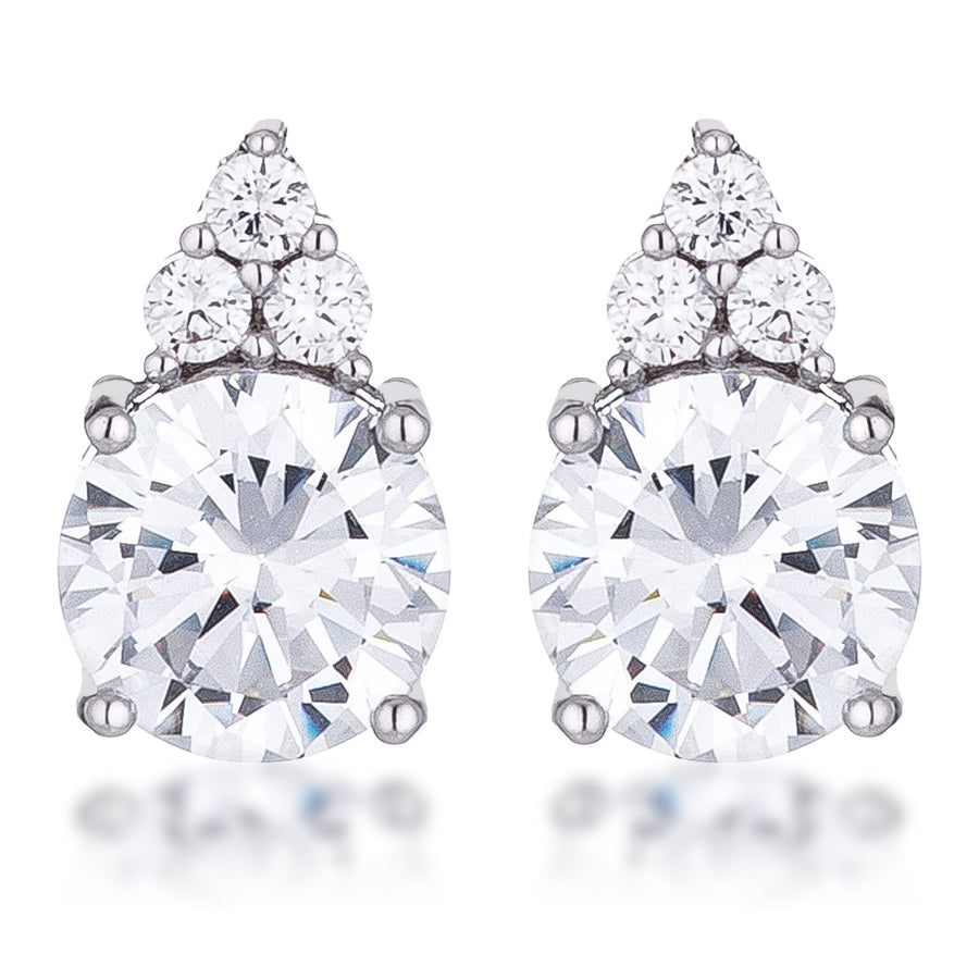 Rhodium-Plated 9mm Clear Crystal Stud Earring