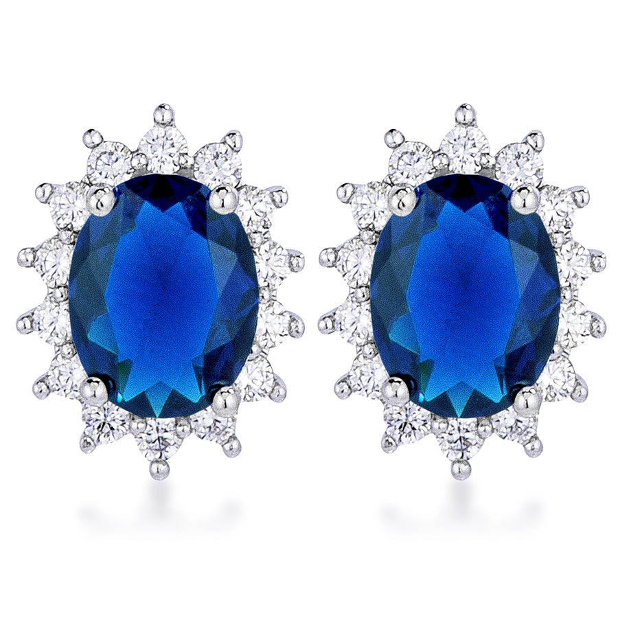 Petite Royal Sapphire Blue Oval Earrings