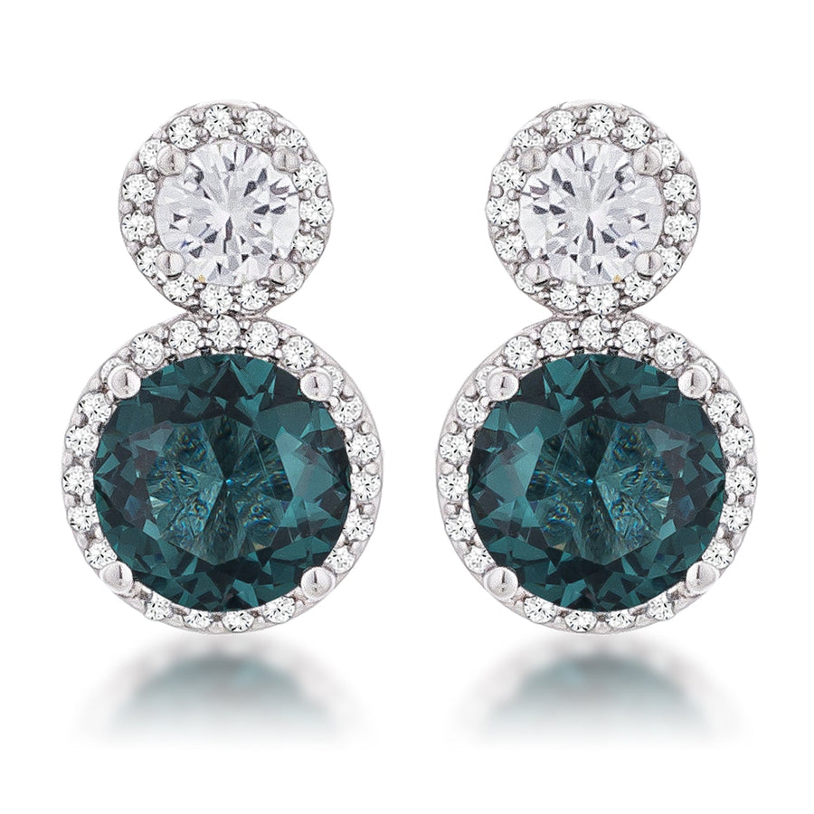 Blue Green Snowman Cubic Zirconia Earrings