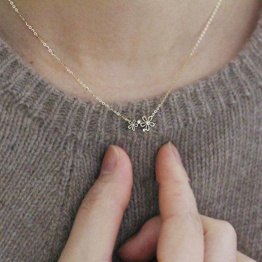 Sterling Silver Cubic Zirconia Flower Necklace