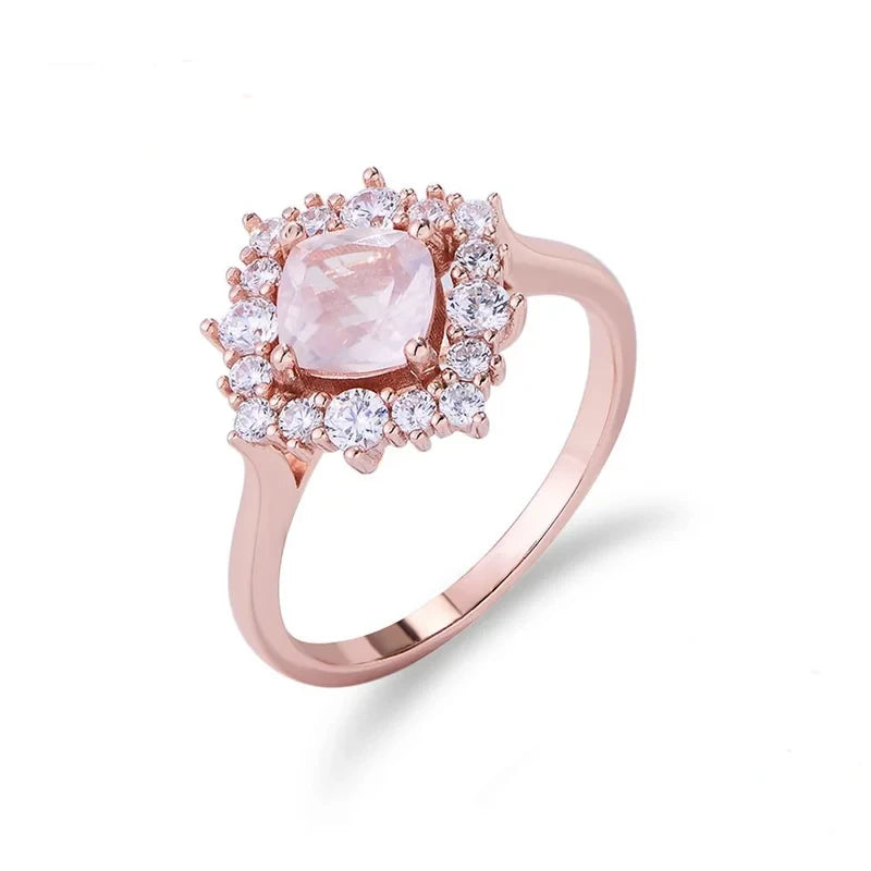 Rose Gold Plated Sterling Silver Natural Rose Quartz Ring