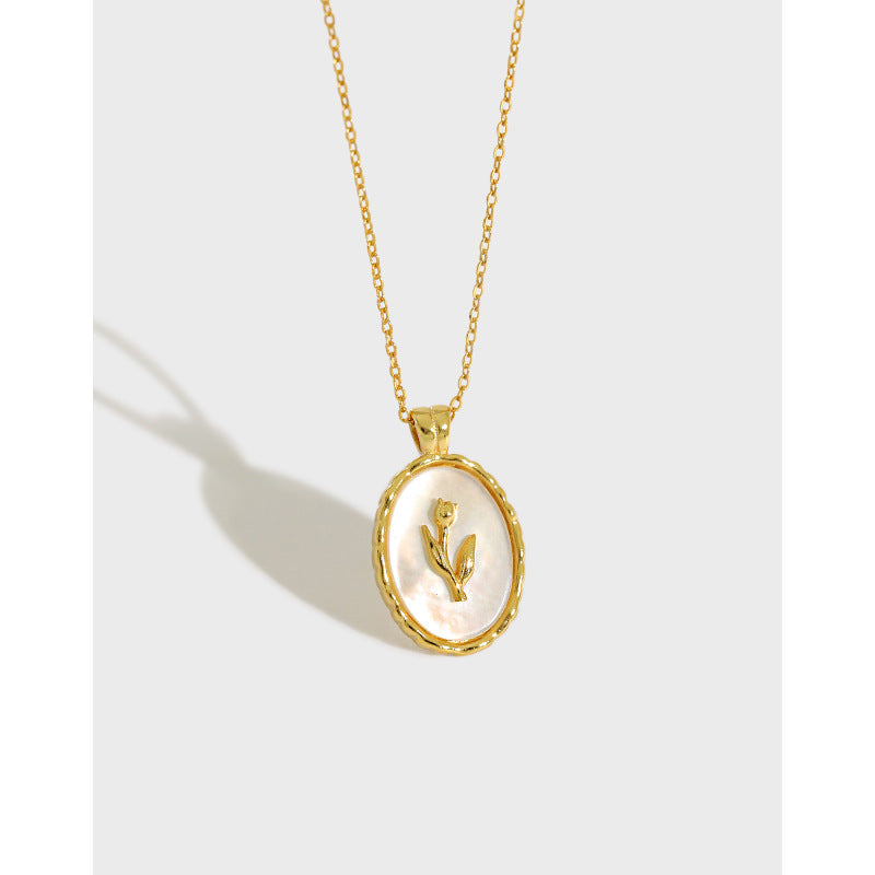 Mother of Pearl Tulip Pendant Necklace